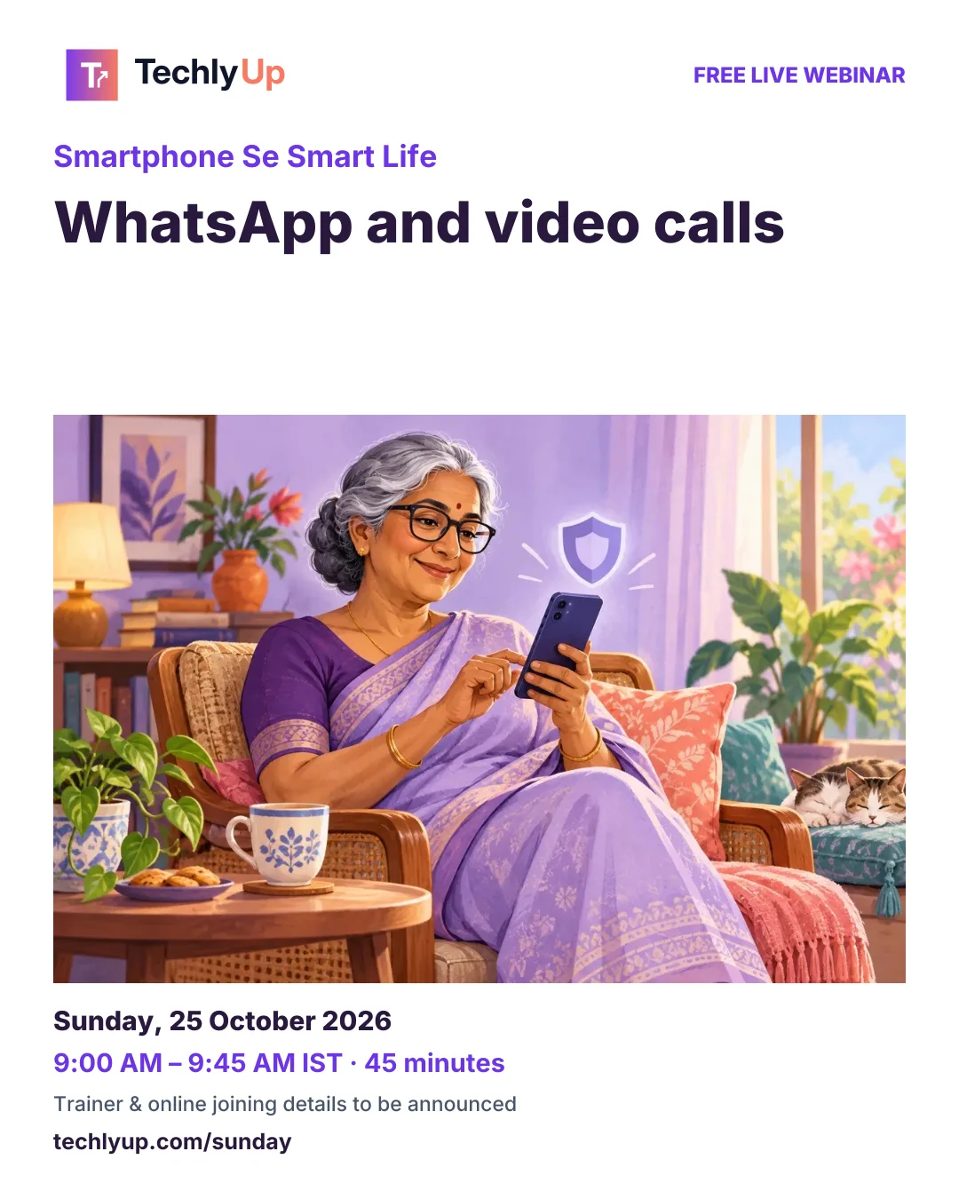 Smartphone Se Smart Life: WhatsApp and video calls — social-media workshop poster