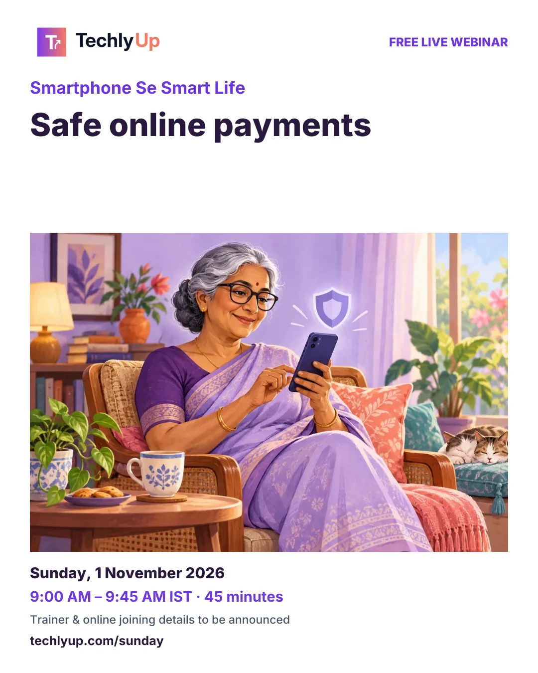 Smartphone Se Smart Life: Safe online payments — social-media workshop poster